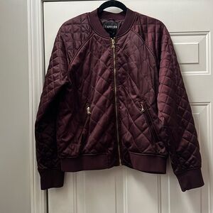 Burgundy Quilted Express Jacket with Gold Accents